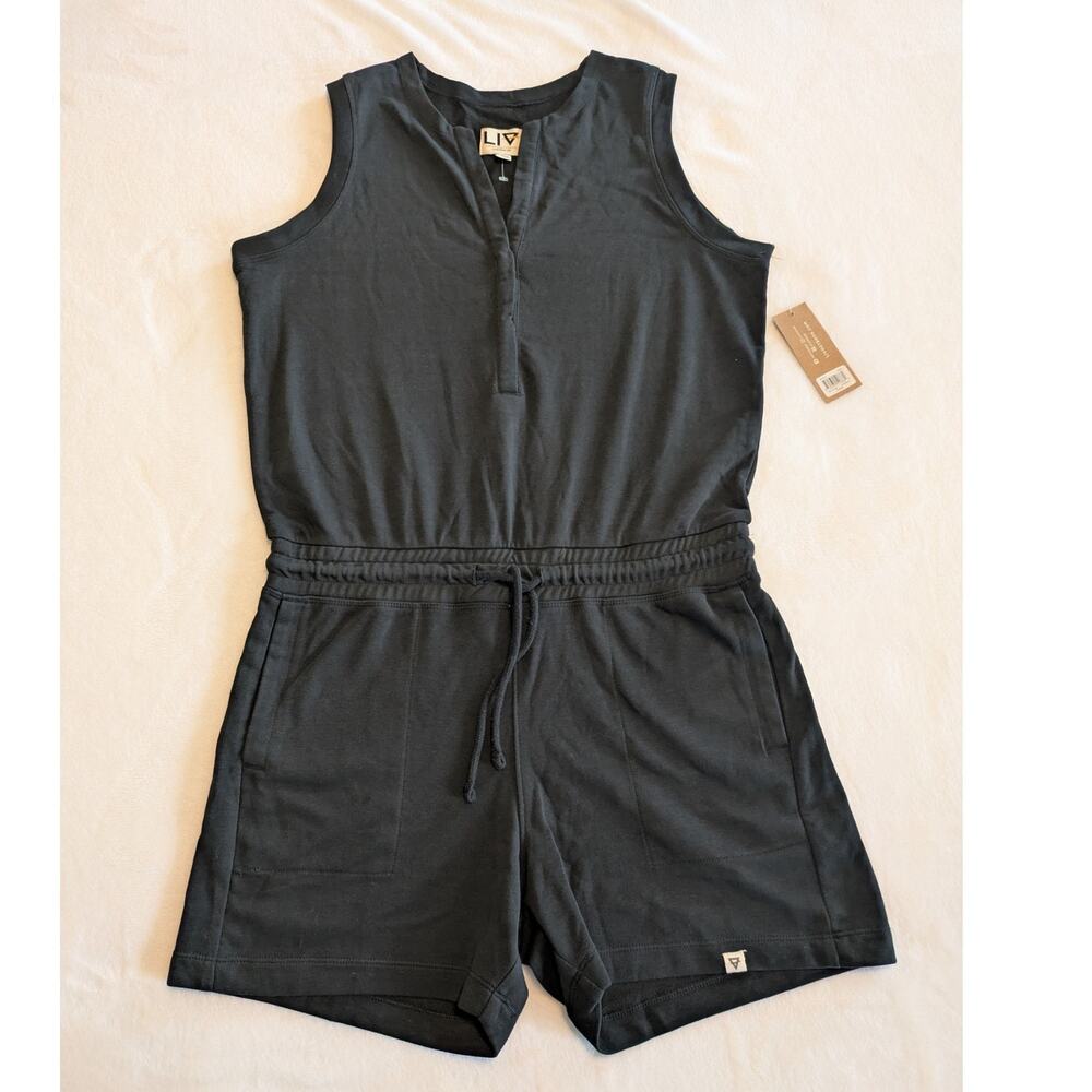Black Sleeveless Cotton Romper